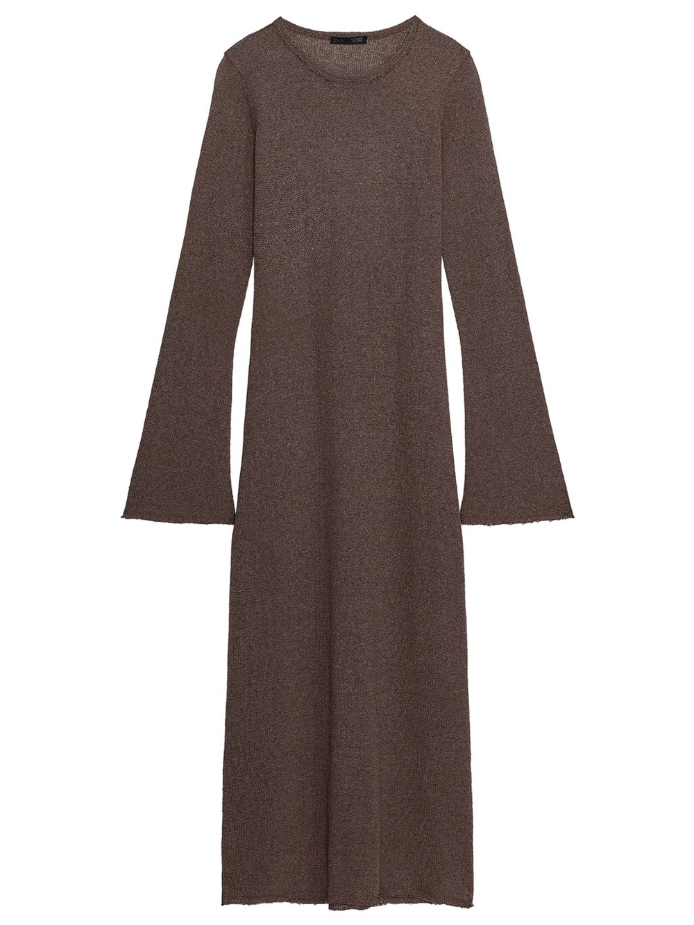 Zara Long Sleeve Knit Maxi Dress in Brown Medium